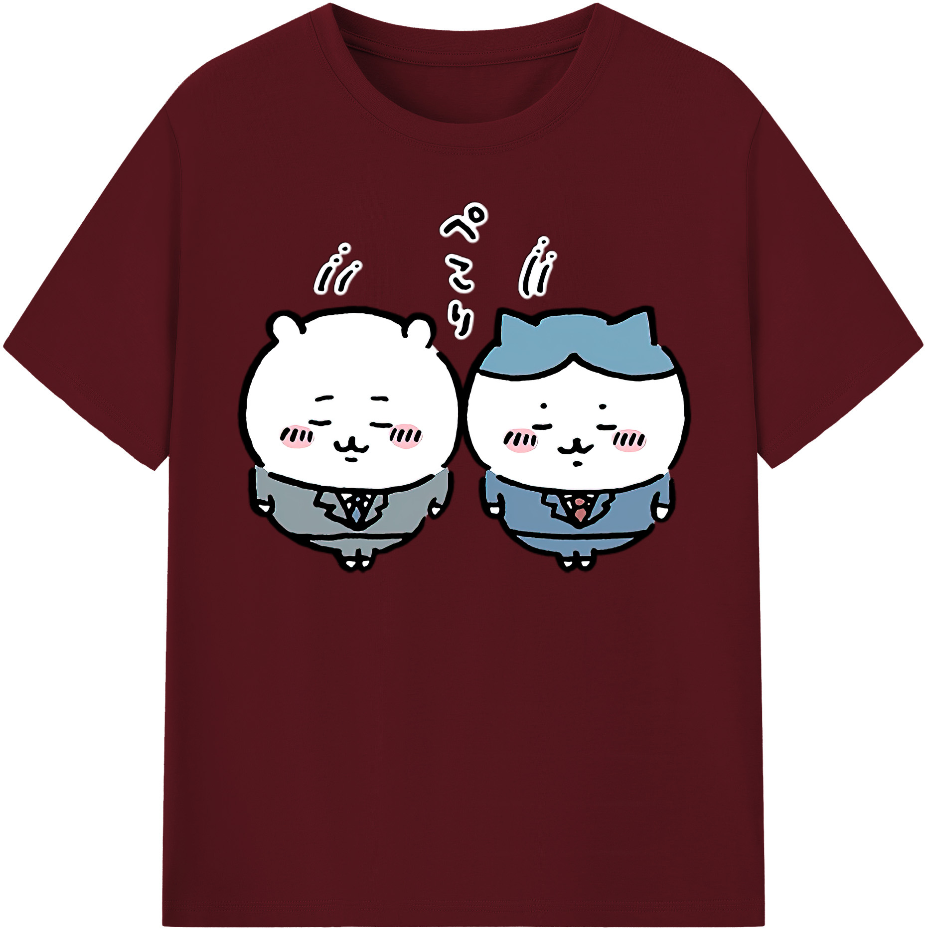 （画像用） ちいかわ ハチワレ Chii-kawa hachiware 綿100％半袖Tシャツ（フロントプリント）